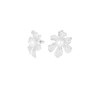oorbellen sparkly flower pearl