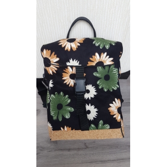 floral backpack with cork