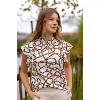 blouse flared sleeves print