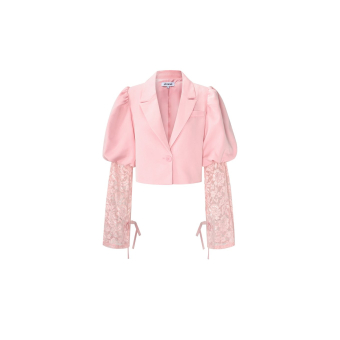 trendy korte blazer met kant
