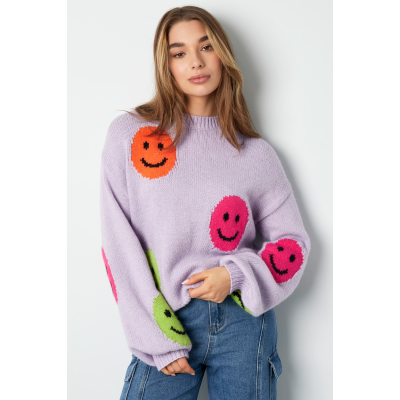 smiley knit trui