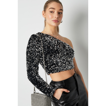 glitter one shoulder top