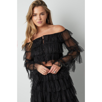 festival sparkly top ruffles