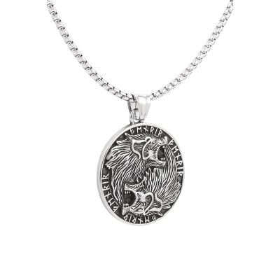 men's necklace tiger coin