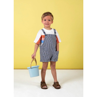 striped dungarees