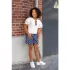 denim short bloemen