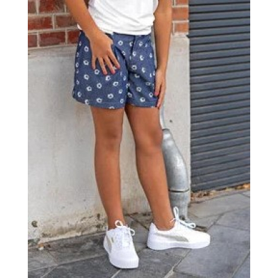 denim short bloemen