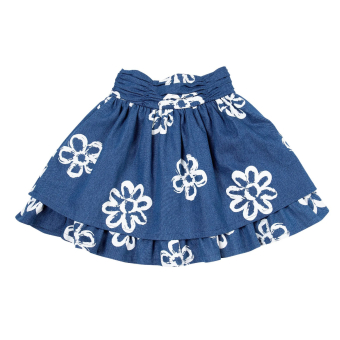 gebloemde denim rok